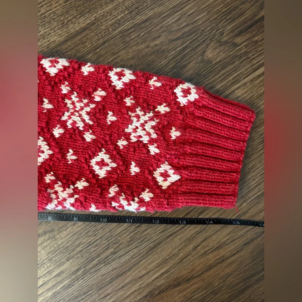 Vintage Ralph Lauren Hand-Knit Red and White Snowflake Sweater Cotton XL - Picture 8 of 9